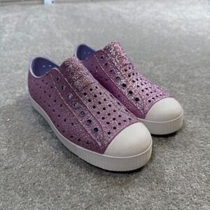 Native Jefferson Purple Glitter Slipon Powder Bling J3 NEW Sparkly Water Casual